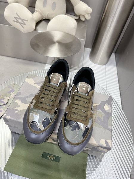 Valentino Camouflage fabric nappa leather sneakers