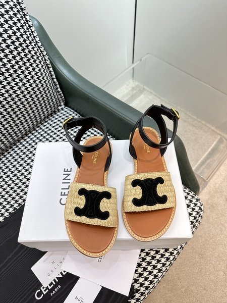 Celine straw slippers