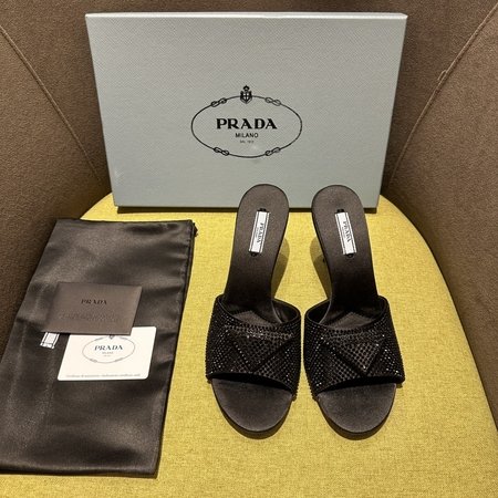 Prada Sheepskin lined satin sandals