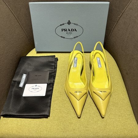 Prada Pointed Toe Kitten Heels Sandals