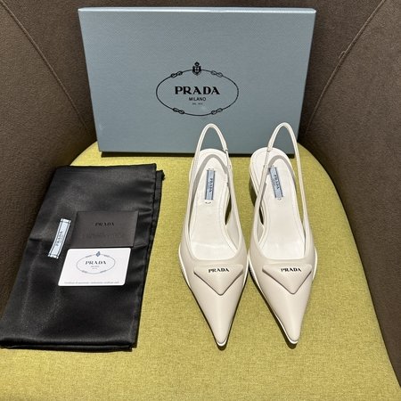 Prada Pointed Toe Kitten Heels Sandals