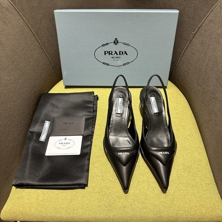 Prada Pointed Toe Kitten Heels Sandals