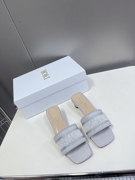 Dior classic block heel slippers