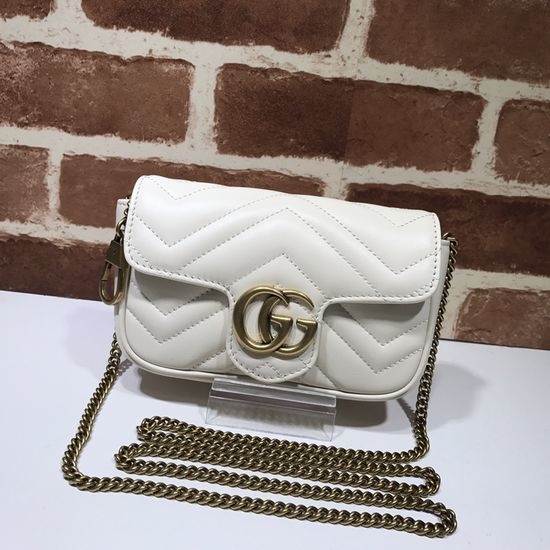 Gucci Chain Shoulder Bag White Leather 476433
