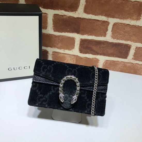 Gucci Chain Bag Black Velvet G Pattern 476432