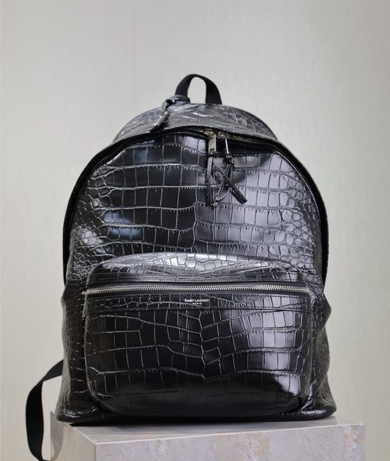 Yves Saint Laurent YSL Crocodile Embossed Leather Backpack 326865