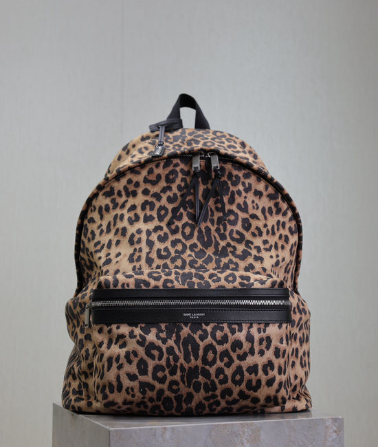 Yves Saint Laurent YSL Leopard Velvet Calfskin Backpack Practical 3631