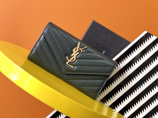 Yves Saint Laurent YSL Wallet Grain Texture Gold Hardware 372264