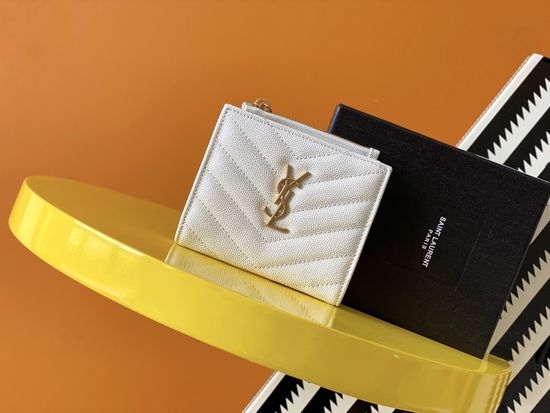 Yves Saint Laurent YSL Quilted Leather Zipper Card Holder 575879