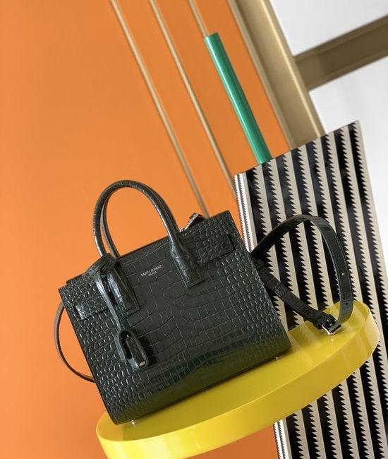 Yves Saint Laurent YSL Sac De Jour Crocodile Pattern Handbag 392035