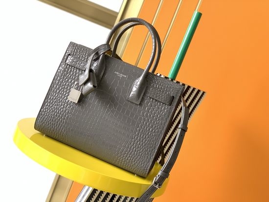 Yves Saint Laurent YSL Sac De Jour Crocodile Embossed Bag 421863