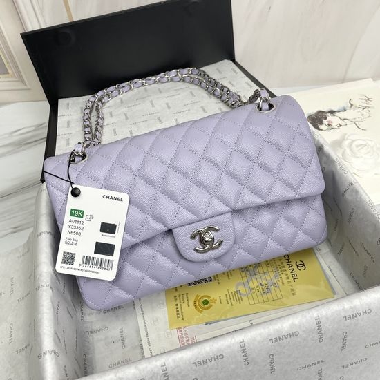 Chanel Classic Flap Caviar Silver Buckle Bag A01112
