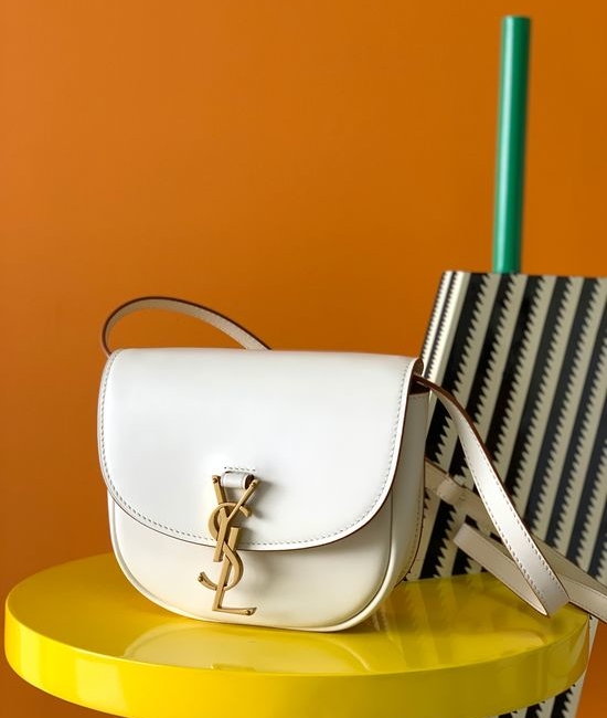 Yves Saint Laurent YSL Saddle Bag Smooth Calfskin Gold Logo 619740