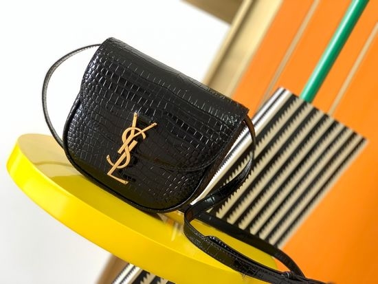 Yves Saint Laurent YSL Crocodile Embossed Saddle Bag 619740