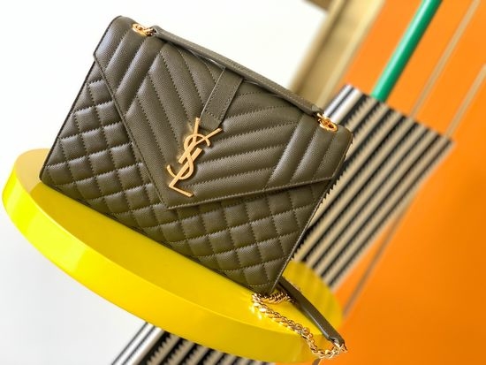 Yves Saint Laurent YSL Envelope Grained Leather Shoulder Bag 487206
