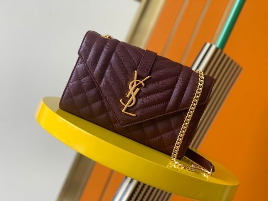 Yves Saint Laurent YSL Envelope Bag Grained Leather Quilted 526286