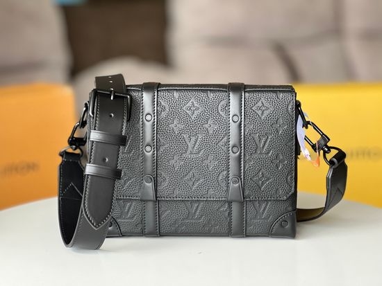 Louis Vuitton LV Trunk Messenger Monogram Leather Bag Black M57726