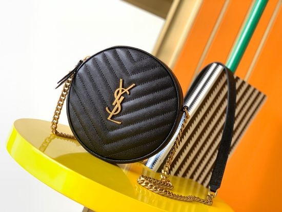 Yves Saint Laurent YSL VINYLE Quilted Small Round Bag 610436