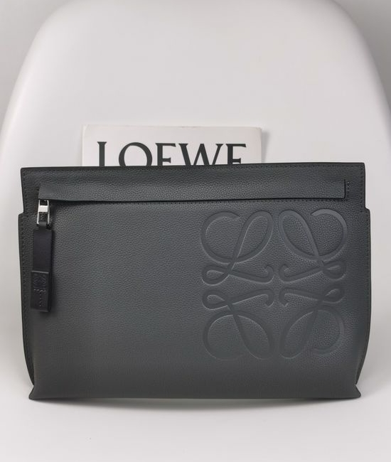 Loewe T Pouch Textured Leather Clutch 3040