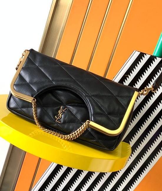Yves Saint Laurent YSL Quilted Leather Flap Frame Bag 754001