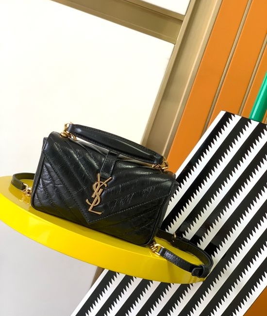 Yves Saint Laurent YSL College Cracked Patent Mini Messenger Bag 779430