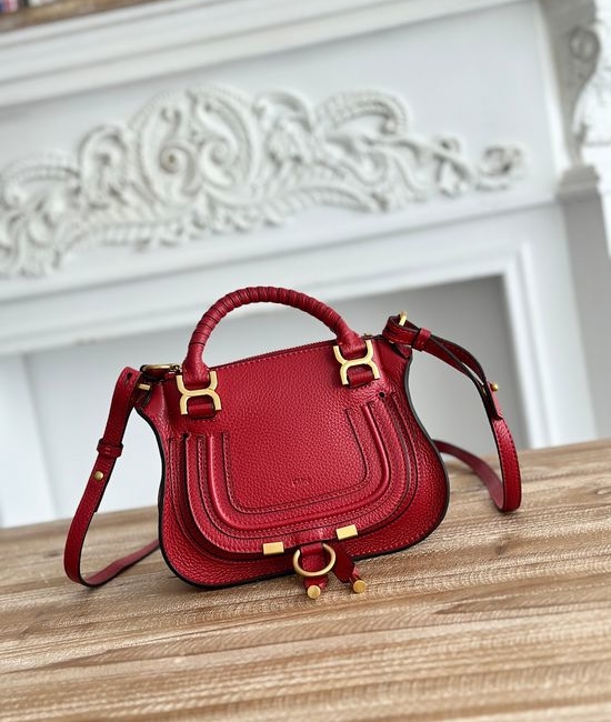 Chloe Marcie Elegant Red Leather Handbag 4794