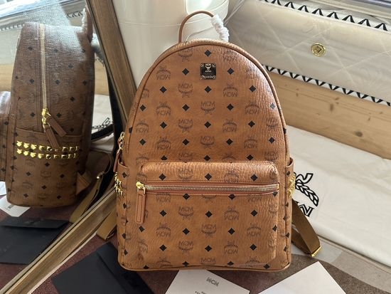 MCM Stark Visetos Medium Riveted Backpack