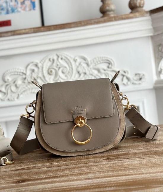 Chloe Tess Large Grey Saddle Handbag S1152