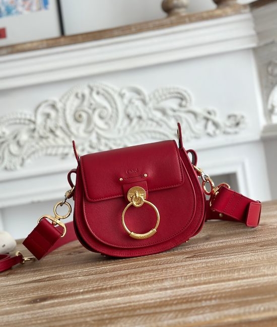 Chloe Tess Small Red Saddle Handbag S1153