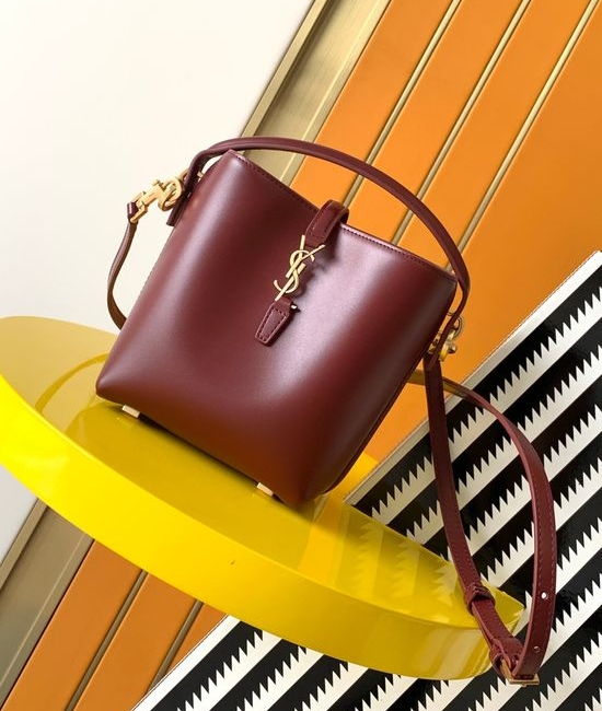 Yves Saint Laurent YSL LE 37 Series Mini Glossy Leather Water Bucket Bag 765870