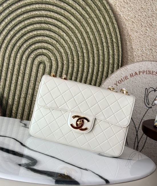 Chanel Classic Flap Lambskin Gold Logo Bag A2222