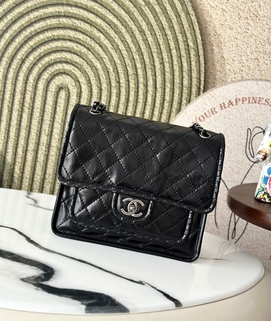 Chanel Vintage Resin Leather Flap Tofu Bag 15467