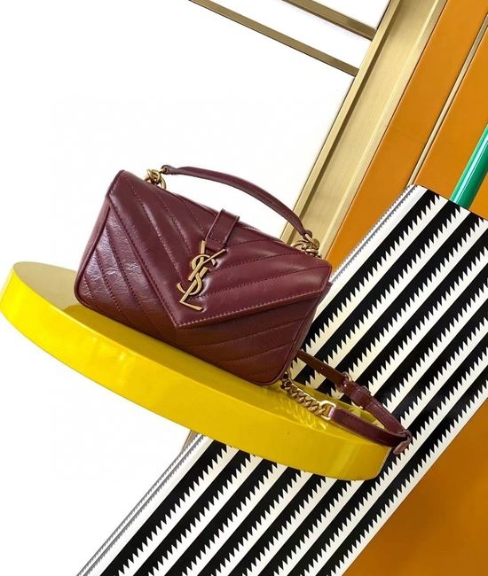 Yves Saint Laurent YSL College Cracked Patent Mini Messenger Bag 779430