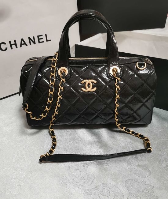 Chanel Classic Bowling Bag Quilted with Gold Hardware 5579