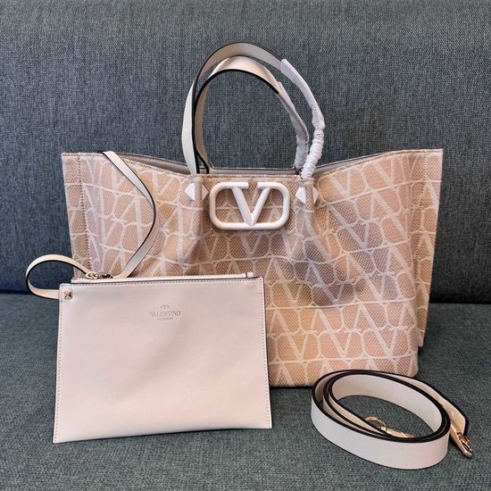 Valentino Woven Tote Bag Canvas Leather 22002