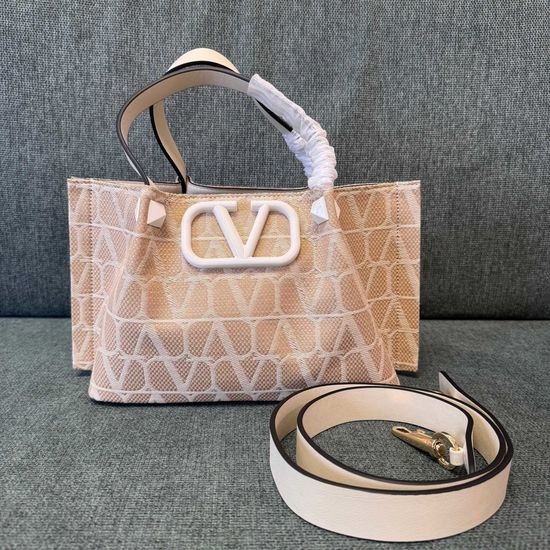 Valentino Woven Tote Bag Canvas Leather 22002