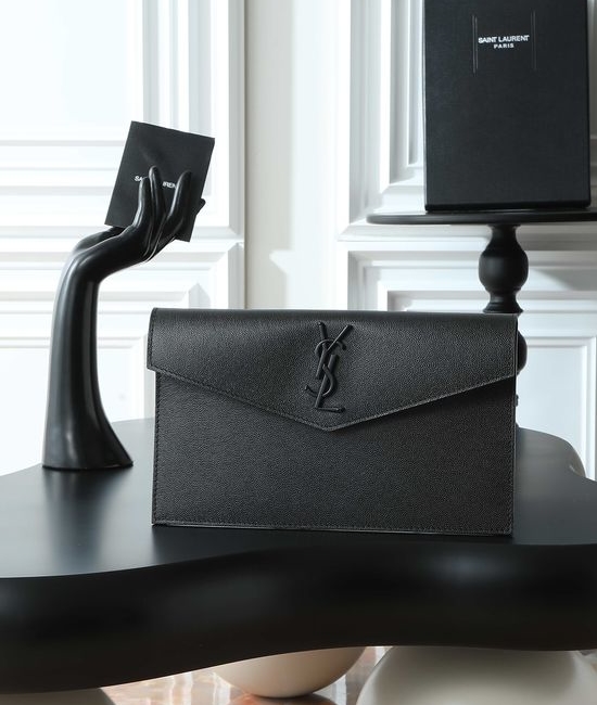 Yves Saint Laurent YSL Uptown Grained Leather Clutch 565739