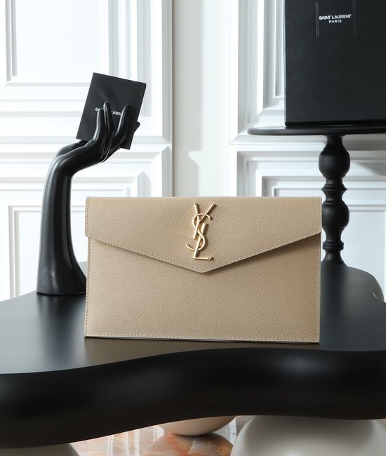 Yves Saint Laurent YSL Uptown Grain Leather Clutch 565739