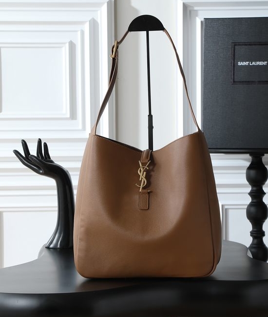 Yves Saint Laurent YSL LE 5A7 Large Smooth Leather Hobo Bag in Caramel 753837