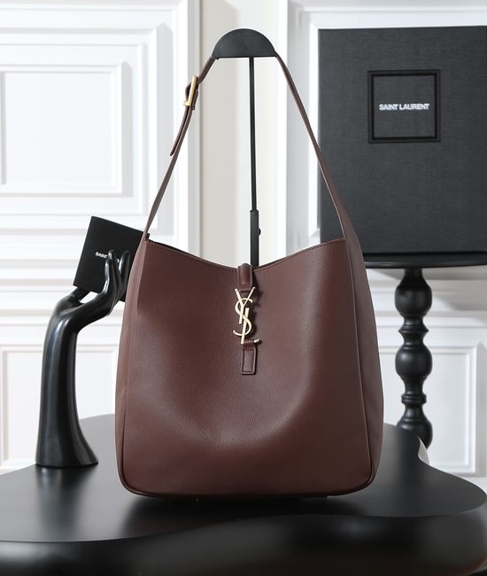 Yves Saint Laurent YSL LE 5A7 Sophisticated Maroon Leather Hobo 753837