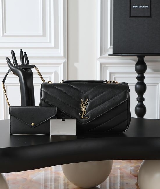 Yves Saint Laurent YSL LouLou Black Gold Buckle Bag 801439