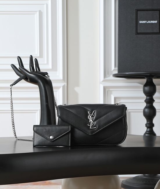 Yves Saint Laurent YSL LouLou Lambskin Silver Buckle Handbag 821749