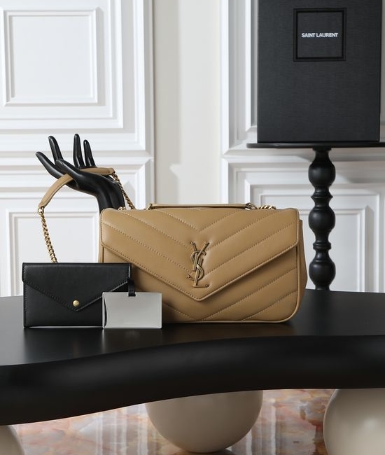 Yves Saint Laurent YSL LouLou Beige Gold Buckle 801439