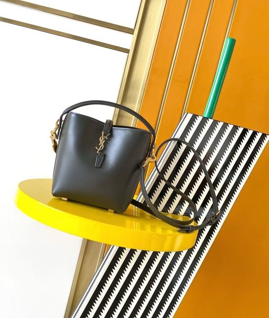 Yves Saint Laurent YSL LE 37 Mini Shiny Leather Bucket Bag Classic Style 765870