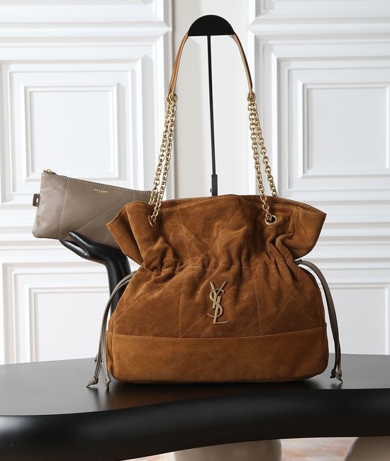 Yves Saint Laurent YSL Jamie Large Pochon Faux Suede Bucket Bag 809824