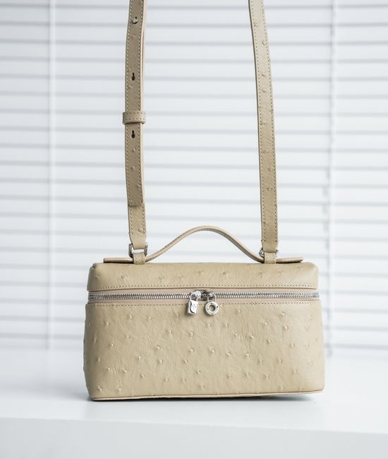 Loro Piana Extra Pocket Ostrich Pattern Handbag 3673