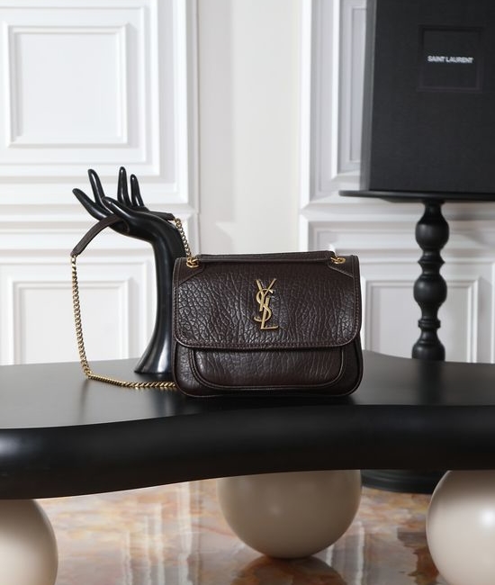 Yves Saint Laurent YSL Niki Coffee Elephant Pattern Bag 633151 633185
