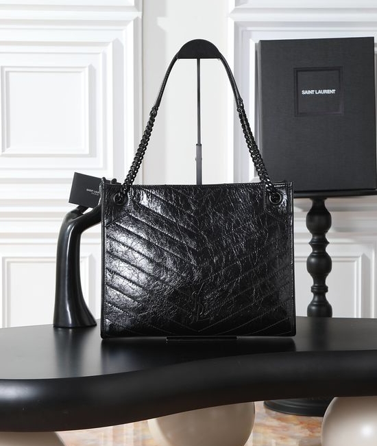 Yves Saint Laurent YSL Niki Shopping Bag Black Black Buckle 577999