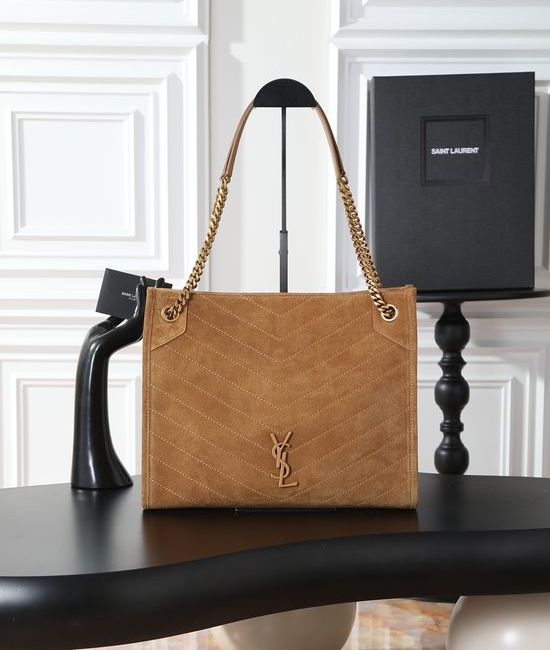 Yves Saint Laurent YSL Niki Khaki Suede Shopping Tote Bag 577999