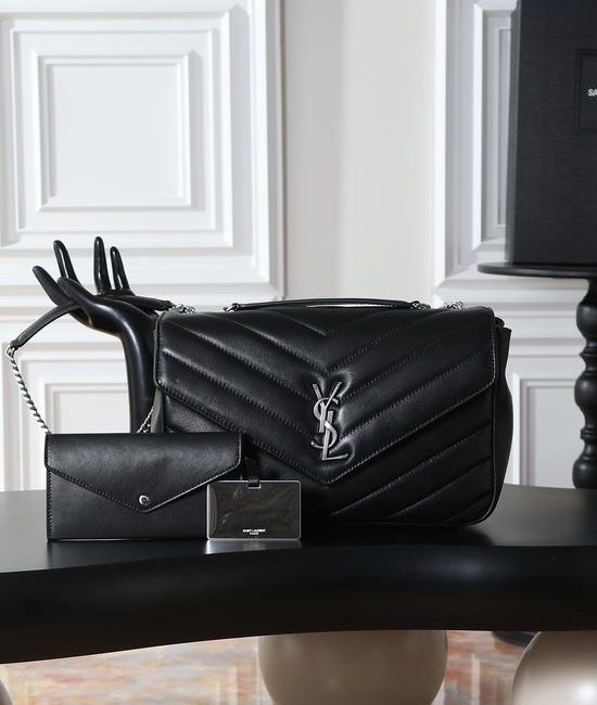 Yves Saint Laurent YSL LouLou Sheepskin Silver Buckle 803541